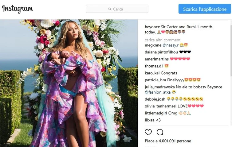 Ecco Rumi e Sir Beyoncé presenta al mondo i suoi gemelli con una foto su Instagram