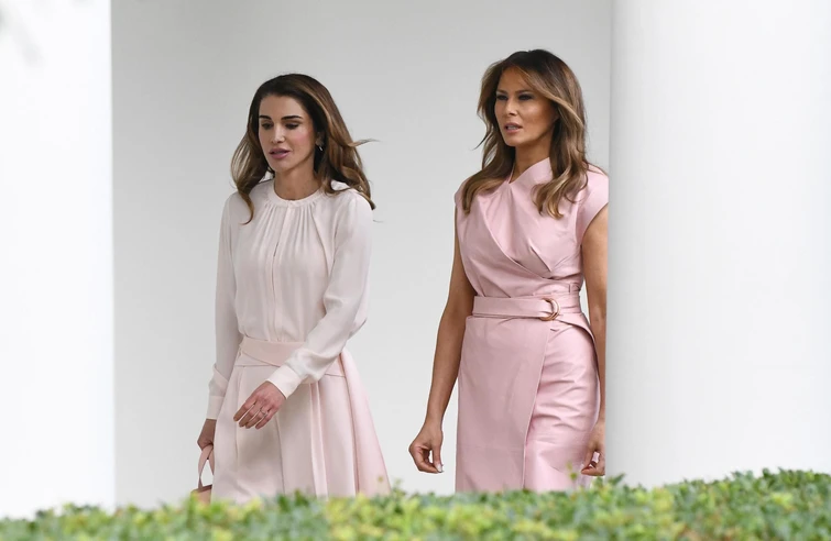 Melania e Rania deliziose in rosa per lincontro alla Casa Bianca