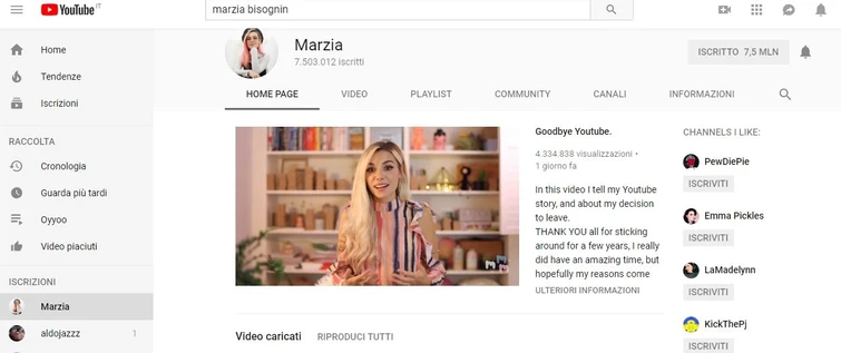 Laddio clamoroso di Marzia Bisognin la youtuber italiana più famosa al mondo torna al reale