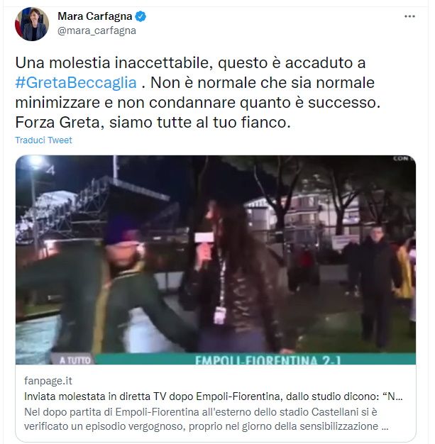 Greta Beccaglia la giornalista molestata durante un servizio