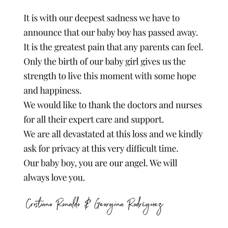 Il messaggio di Georgina Rodriguez alle mamme a pochi giorni dalla perdita del figlio