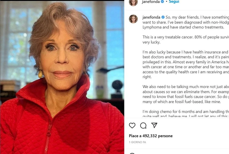Jane Fonda non ci sperava più ma finalmente è arrivata la bella notizia