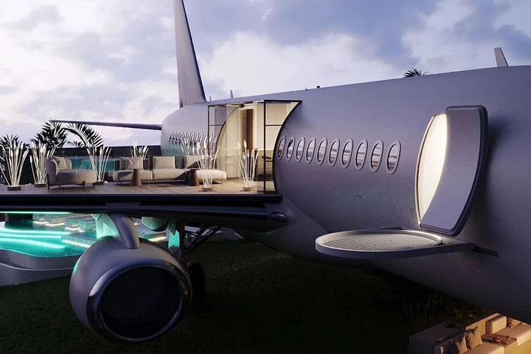Compra Boeing 737 dallex compagnia aerea indonesiana Mandala Air e lo trasforma in una villa di lusso le immagini