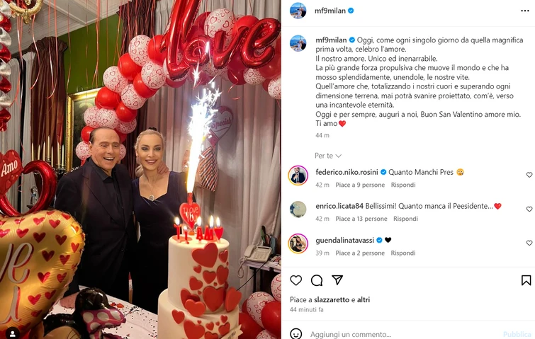 Marta Fascina e la dedica a Silvio per San Valentino