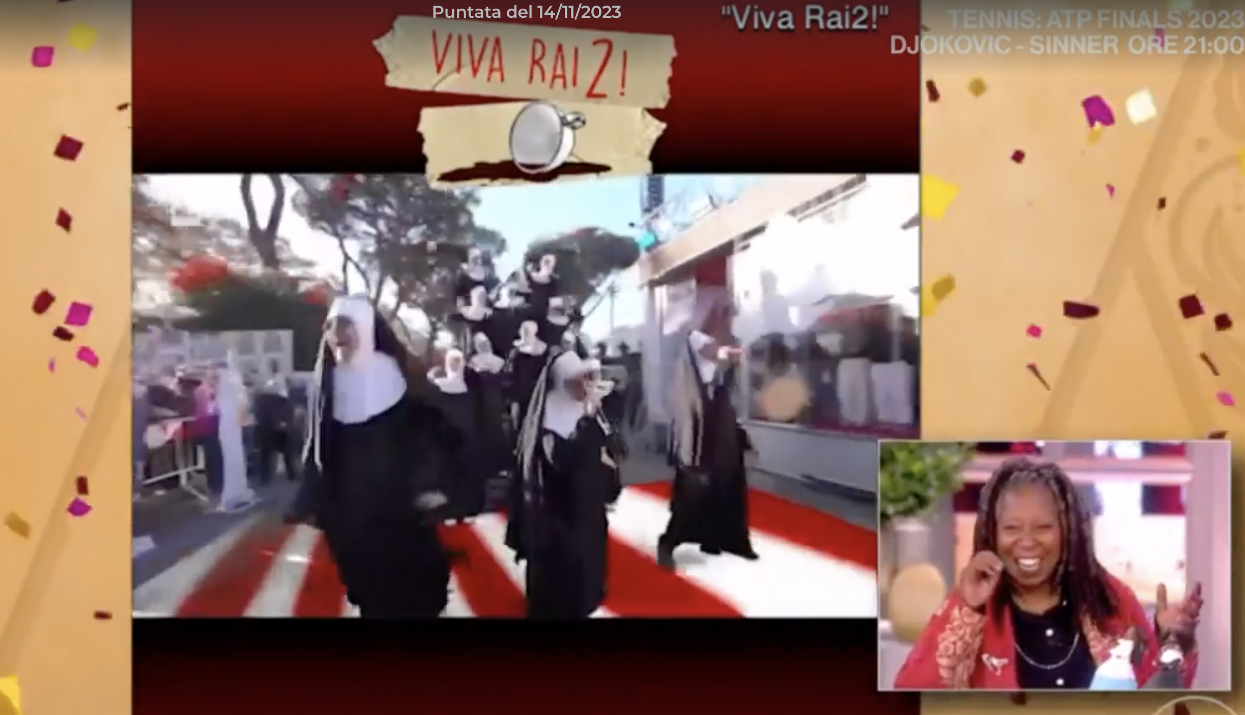 Whoopi Goldberg e l'omaggio di Fiorello a "Sister Act"