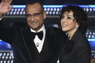 Carlo Conti  e la moglie Francesca Vaccaro. Ansa