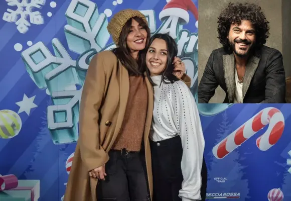 Jolanda Renga con la mamma Ambra Angiolini. Nella foto piccola Francesco Renga (Ansa)