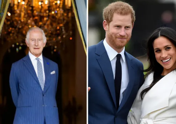 Carlo, Harry e Meghan (Ansa)