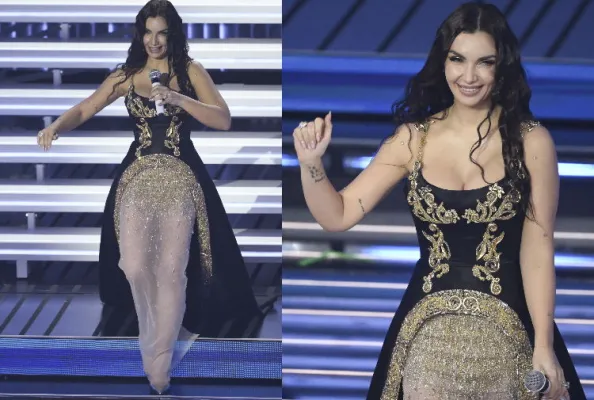 Elettra Lamborghini:  ha optato per un abito lungo a sirena in velluto nero, firmato Yanina Domenico per Elettra Couture, accompagnato da un coprispalle in pelliccia ton sur ton e gioielli preziosi che aggiungono  scintillio all’insieme. Domenico Lovisi Al Pacino