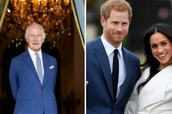 Carlo, Harry e Meghan (Ansa)