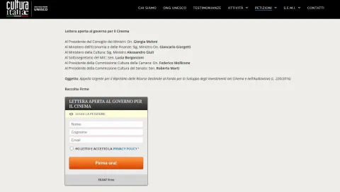 “Lettera per il Cinema”, in 48 ore più di 10 mila firme